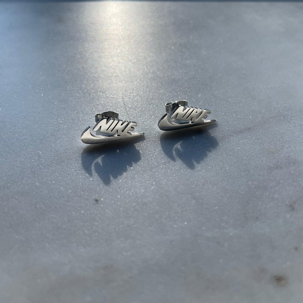 Nike Earrings - Nike Swoosh - Silver Studs - Christmas Gifts